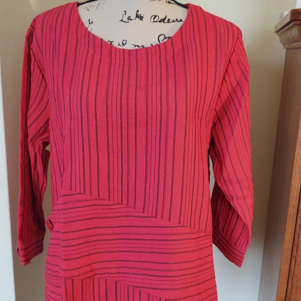 Habitat Red/Black Striped Top